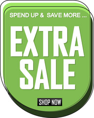 Extra Sale banner, discount tag on transparent background. Promotion sign for shop or online store, PNG illustration