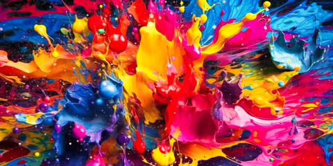 vibrant colored paint color splashed on a white background