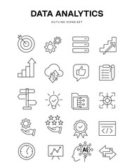 data analytic business infographic illustration outline icon set