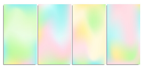 Set of gradients in trendy soft style. Vector background illustration. Blurred colorful background for any design. Fashion vector illustration. Background, wallpaper. Bright gradient mesh.