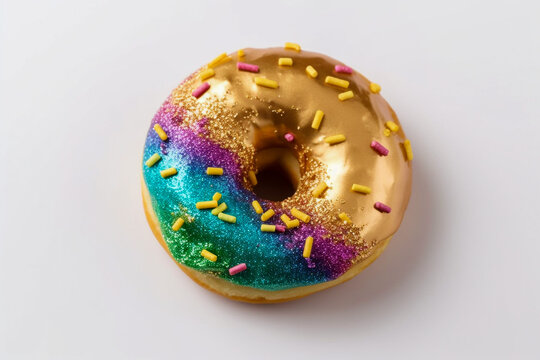 Tasty donut with glaze. Super photo realistic background, generative ai illustration