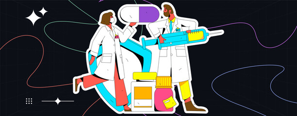 Medical Characters Anti-epidemic Flat Vector Concept Operation Hand Drawn Illustration
