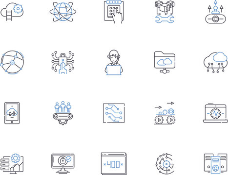 Server icons outline icons collection. Server, Icons, Network, Computing, System, Computer, Cloud vector and illustration concept set. Machine, Data, Graphics linear signs