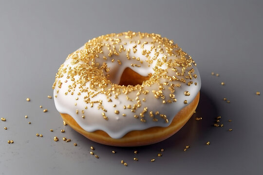 Tasty donut with glaze. Super photo realistic background, generative ai illustration