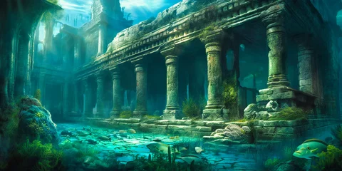 underwater archaeological monument with sea animals underwater ancient monument underwater © SK