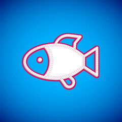 White Fish icon isolated on blue background. Vector