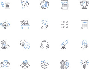 Knowledge outline icons collection. Education, Information, Understanding, Wisdom, Cognition, Insight, Learning vector and illustration concept set. Awareness, Perception, Comprehension linear signs