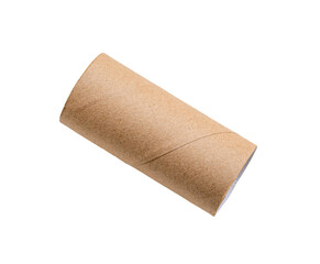 single lying tissue paper roll core isolated on white background with clipping path in png format