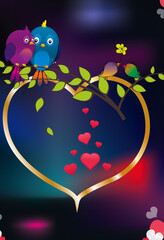 composition with two pairs of birds in love