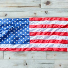 american flag on wooden background, USA Flag in Full View, USA Flag Displayed Up Close Generative Ai