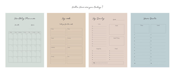 4 set of TO DO list printable template Vector. Simple Easily plan out of your day. Simple Clear Vector illustration design.