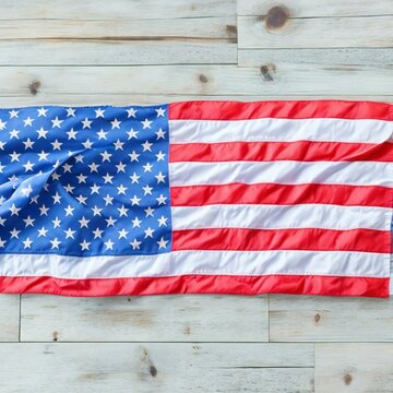 american flag on wooden background, USA Flag in Full View, USA Flag Displayed Up Close Generative Ai