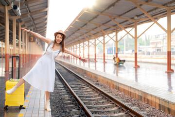 Asian traveller use n95 mask for prevent dust from pm at Chiang mai train station