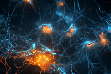 Active nerve cells, 3d rendering , healthy concept , Generative AI
