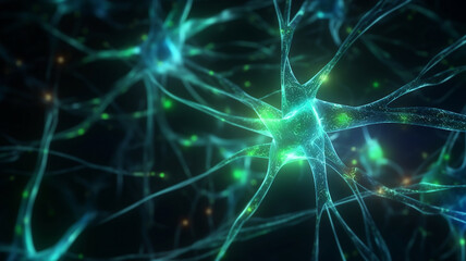 Active nerve cells, 3d rendering , healthy concept , Generative AI