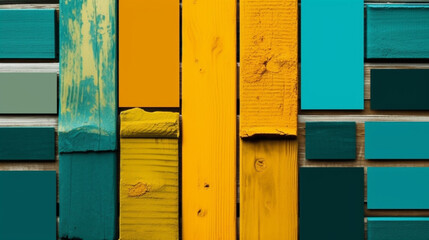 Colorful wooden wall background, close up of colorful painted wooden wall Generative AI