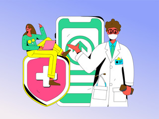 Medical Characters Anti-epidemic Flat Vector Concept Operation Hand Drawn Illustration
