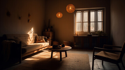 light and shadows  a cozy and warm atmosphere - obrazy, fototapety, plakaty