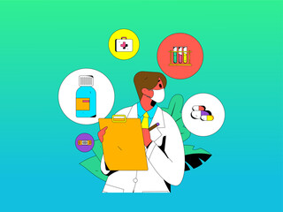 Medical Characters Anti-epidemic Flat Vector Concept Operation Hand Drawn Illustration
