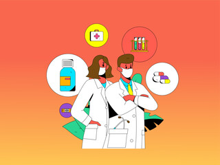 Medical Characters Anti-epidemic Flat Vector Concept Operation Hand Drawn Illustration
