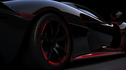 Obraz na płótnie Canvas black red super Modern sport cars are in the studio room wallpaper Ai Generative