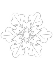 Flowers  Leaves Coloring page Adult.Contour drawing of a mandala on a white background.  Vector illustration
