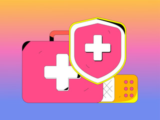 Fototapeta premium Medical Characters Anti-epidemic Flat Vector Concept Operation Hand Drawn Illustration 