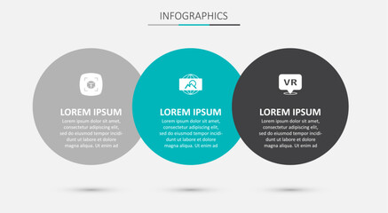 Set Wide angle picture, 3d modeling and Virtual reality. Business infographic template. Vector