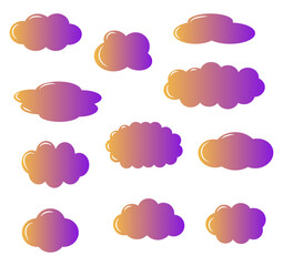 Set of gradient clouds. Vector illustration