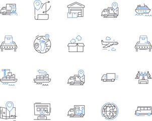 Courier services outline icons collection. Courier, Services, Delivery, Shipping, Logistics, Mail, Packaging vector and illustration concept set. Transport, Freight, Express linear signs