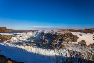 Gullfoss in a cold march day in iceland