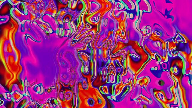 Transforming neon liquid hypnotic trippy background. Psychedelic wave deformation animated abstract curved shapes colorful holographic rainbow swirl animation. Looping footage hippie tie dye design	
