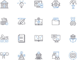 Knowledge outline icons collection. Education, Information, Understanding, Wisdom, Cognition, Insight, Learning vector and illustration concept set. Awareness, Perception, Comprehension linear signs