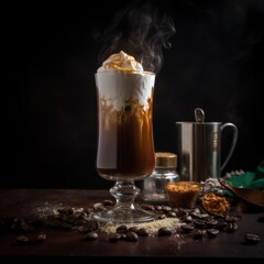 Steamy Cold Caramel Espresso - Generative Ai Illustration