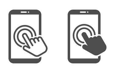 Hand touch phone vector sign