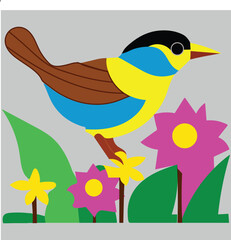 Flower and bird illustration-vector artwork