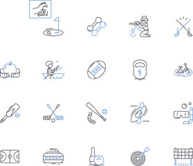 Sport outline icons collection. Sport, Athletics, Baseball, Basketball, Boxing, Football, Golf vector and illustration concept set. Hockey, Rugby, Soccer linear signs