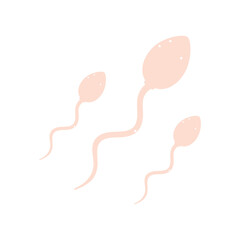 Spermatozoon, sperm cells. Male gametes, human semen. Vector illustration in cartoon style. Isolated white background