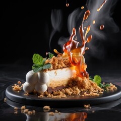 Cheesecake Caramel Marshmallow - Generative Ai Illustration