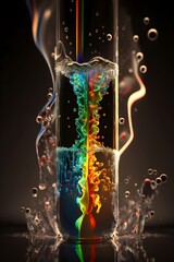 A close-up view of a chemical reaction taking place in a test tube. - obrazy, fototapety, plakaty