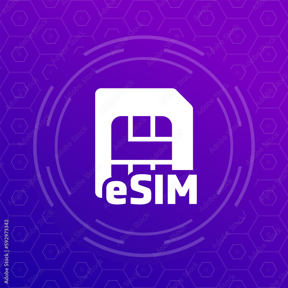 Poster eSIM card vector icon for web