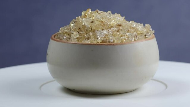 4k close up isolated shots of Goondh is an Ayurvedic herb known for its restorative properties for increasing stamina and overall health. Gaund. Goondh. Edible gum also used as a cooking ingredient