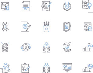 Assessment outline icons collection. testing, evaluation, examination, appraisal, grading, survey, rating vector and illustration concept set. measuring, analyse, measure linear signs