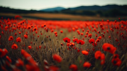 Fototapeta na wymiar red poppy field background