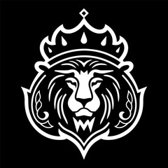 Black and White Lion Head for Logo Design