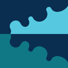 blue mountains of the lake at the water's edge, reflection of the mountains, paint on a blue background, wavy clouds, flowing and spilled paint on the wall, colorful materials store, smooth abstractio