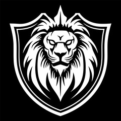 Black and White Lion Head for Logo Design