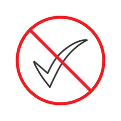 No document checkmark icon. Forbidden file icon. No checkmark vector sign. Prohibited editing vector icon. Warning, caution, attention, restriction flat sign design. Do not edit. UX UI icon