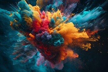 Fototapeta na wymiar abstract fantasy pigment colors explosion powder background. Generative AI