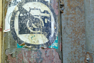 Photography Restricted: No Shooting Sign on Old Lamp Post